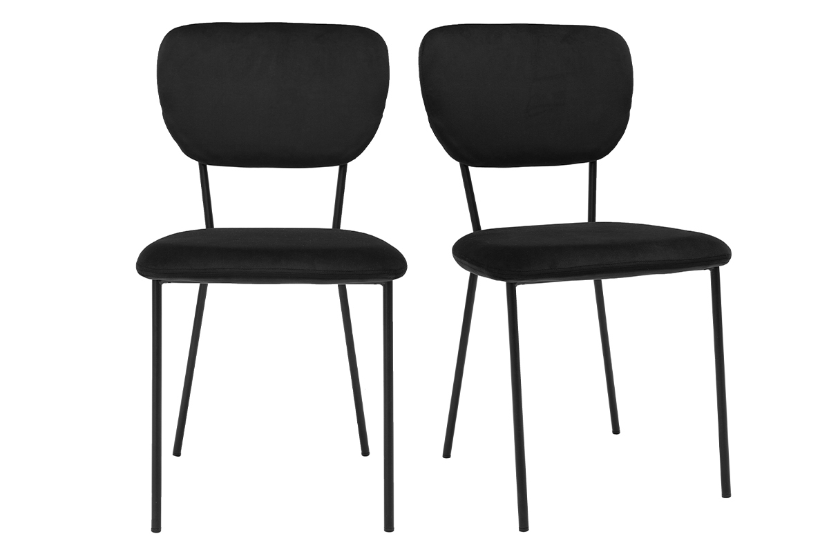 Design-Sthle aus schwarzem Samt mit schwarzem Metallgestell (2er-Set) LEPIDUS