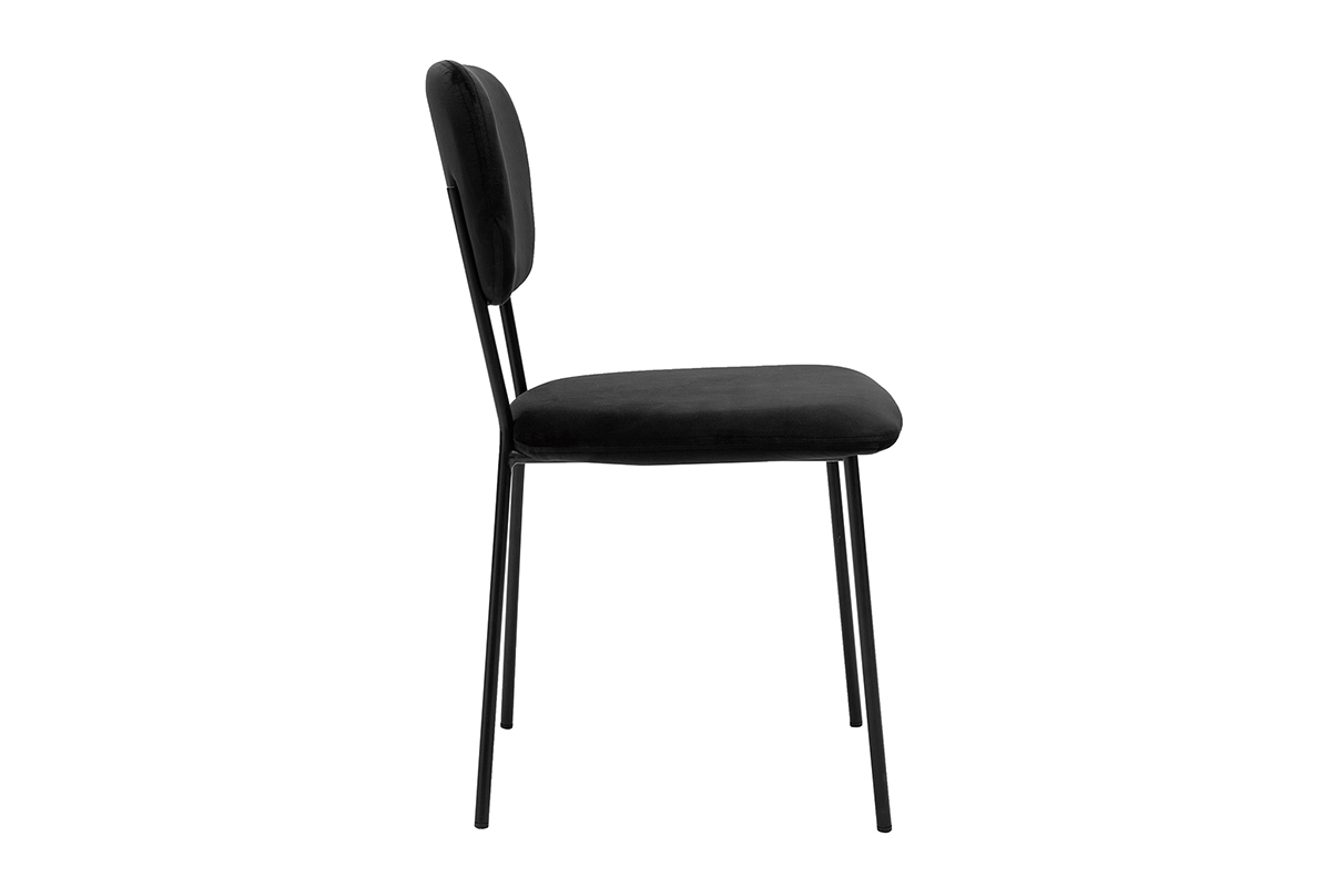 Design-Sthle aus schwarzem Samt mit schwarzem Metallgestell (2er-Set) LEPIDUS