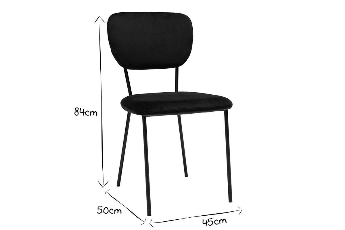 Design-Sthle aus schwarzem Samt mit schwarzem Metallgestell (2er-Set) LEPIDUS