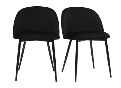 Design-Stühle aus schwarzem Samt und schwarzem Metall (2er-Set) CELESTE