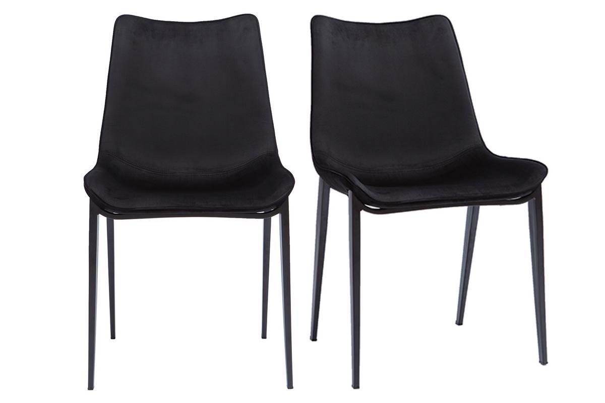 Design-Sthle aus schwarzem Samtstoff und Metall (2er-Set) BLAZE