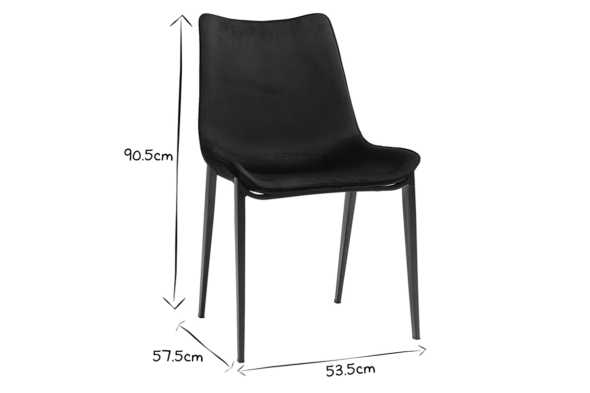 Design-Sthle aus schwarzem Samtstoff und Metall (2er-Set) BLAZE