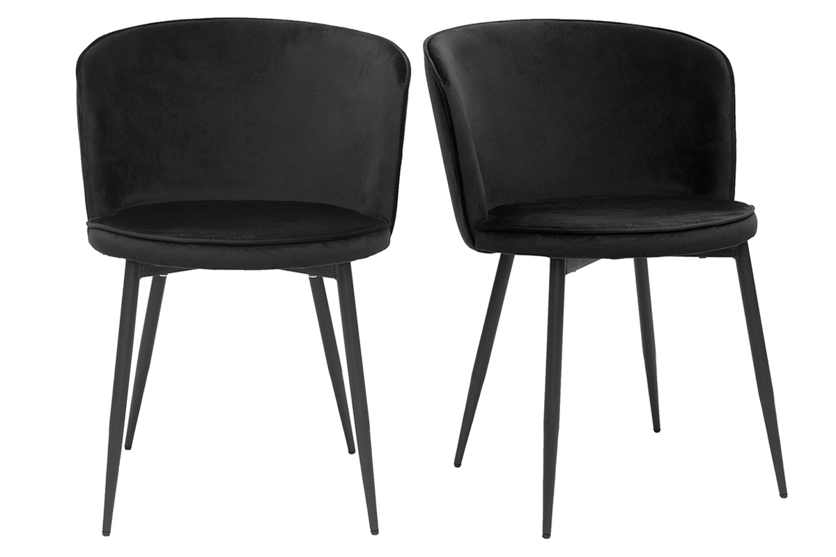 Design-Sthle aus schwarzem Samtstoff und Metall (2er-Set) SERIF