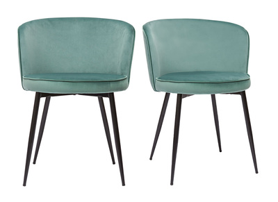 Design-Stühle aus seladongrünem Samtstoff und Metall (2er-Set) SERIF
