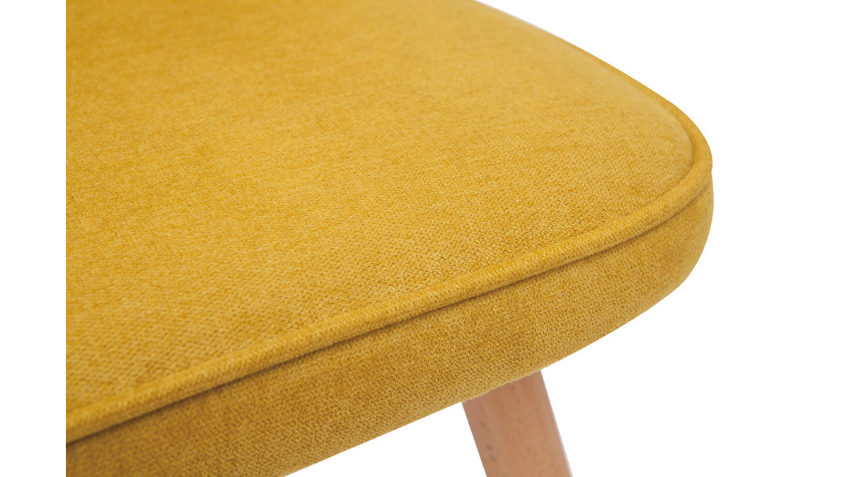 Design-Stühle aus senfgelbem Stoff mit Samteffekt mit Beinen aus Holz (2er-Set) FANETTE