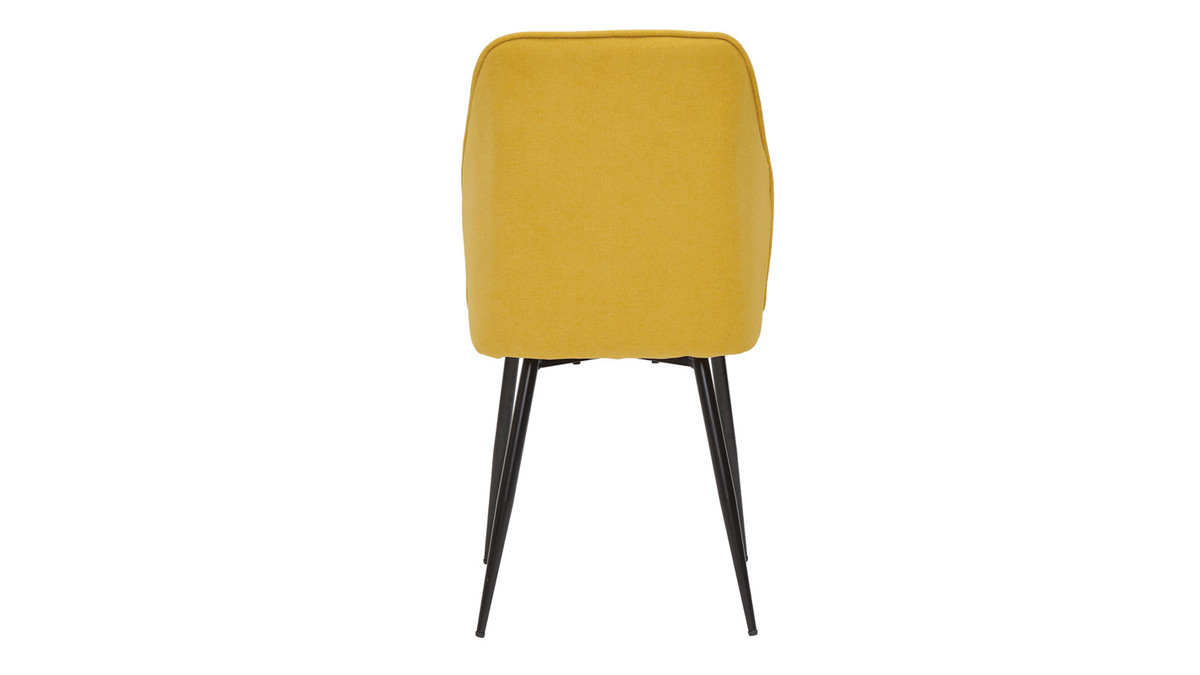 Design-Stühle aus senfgelbem Stoff mit Samteffekt mit Beinen aus schwarzem Metall (2er-Set) FANETTE