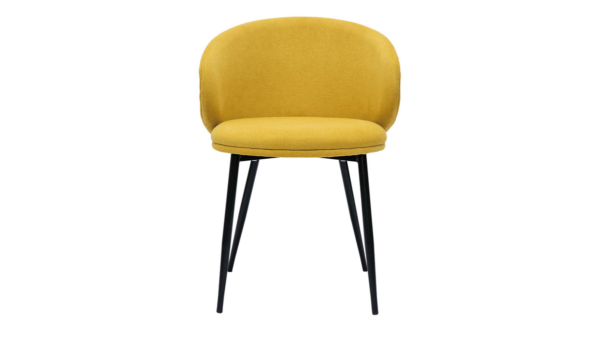 Design-Sthle aus senfgelbem Stoff mit Samteffekt und schwarzem Metall (2er-Set) ROSALIE