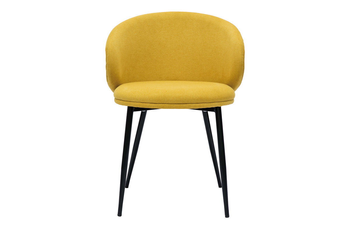 Design-Sthle aus senfgelbem Stoff mit Samteffekt und schwarzem Metall (2er-Set) ROSALIE
