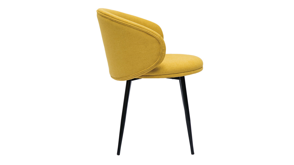 Design-Stühle aus senfgelbem Stoff mit Samteffekt und schwarzem Metall (2er-Set) ROSALIE