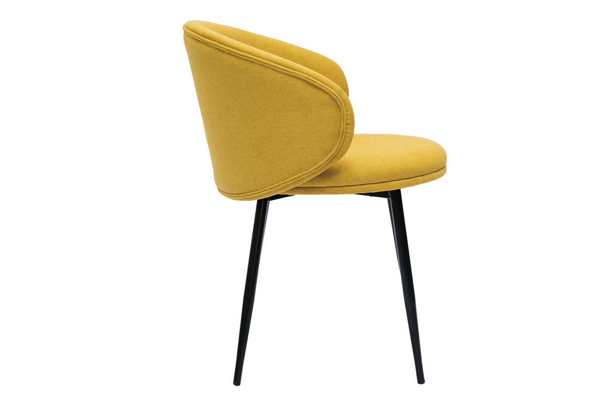 Design-Sthle aus senfgelbem Stoff mit Samteffekt und schwarzem Metall (2er-Set) ROSALIE