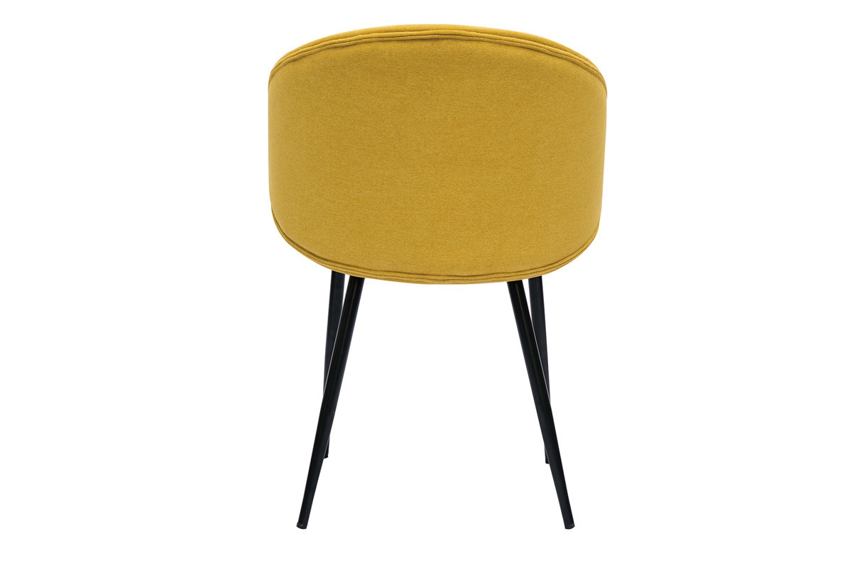 Design-Sthle aus senfgelbem Stoff mit Samteffekt und schwarzem Metall (2er-Set) ROSALIE