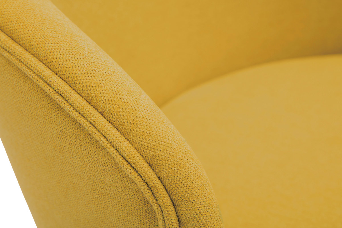 Design-Sthle aus senfgelbem Stoff mit Samteffekt und schwarzem Metall (2er-Set) ROSALIE