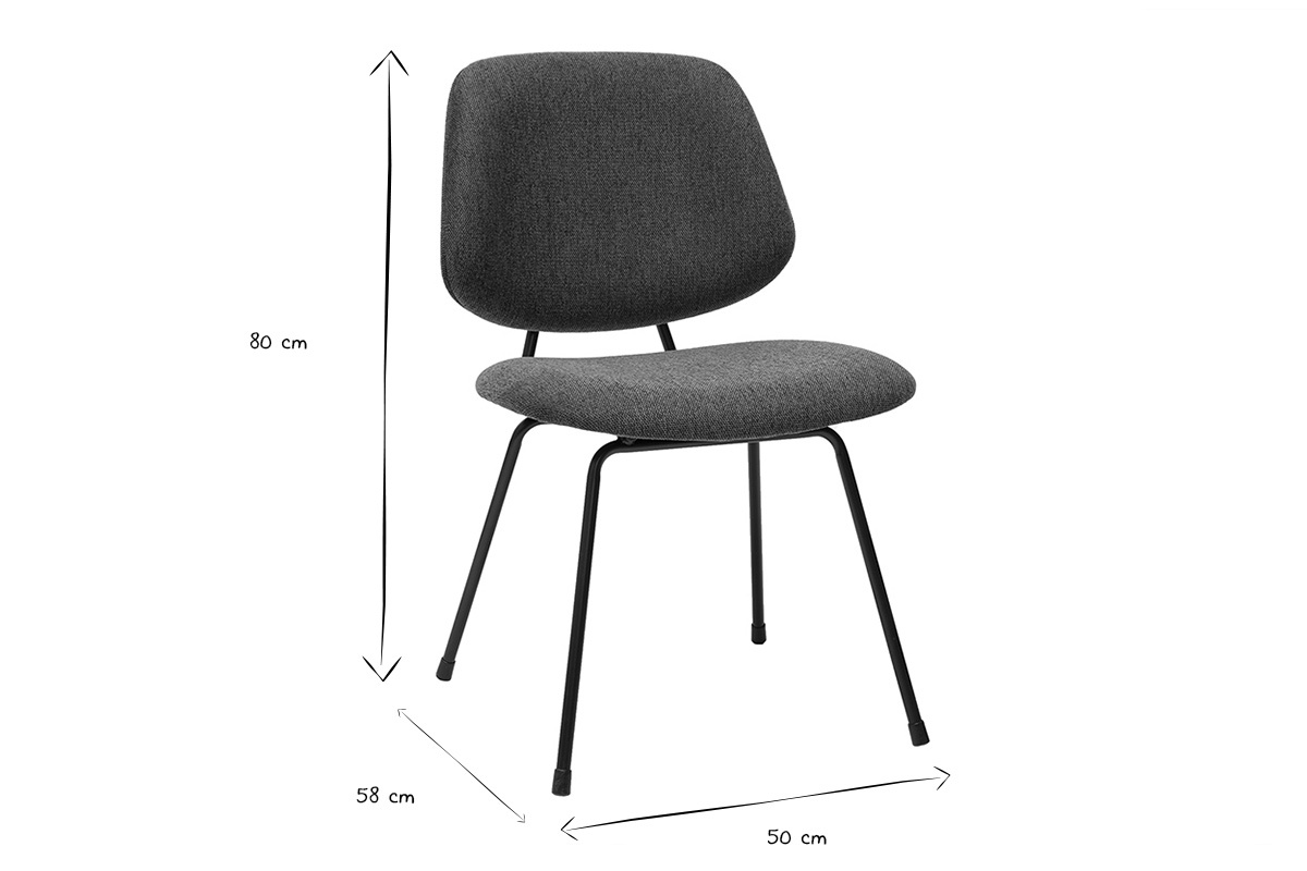 Abmessungen der BARNET-St�hle in Schwarz und Wei�: 80 cm hoch, 58 cm tief, 50 cm breit.
