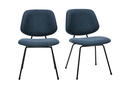 Design-St&uuml;hle aus Stoff in strukturierter Samtoptik, dunkelblau und schwarzem Metall (Set aus 2) BARNET