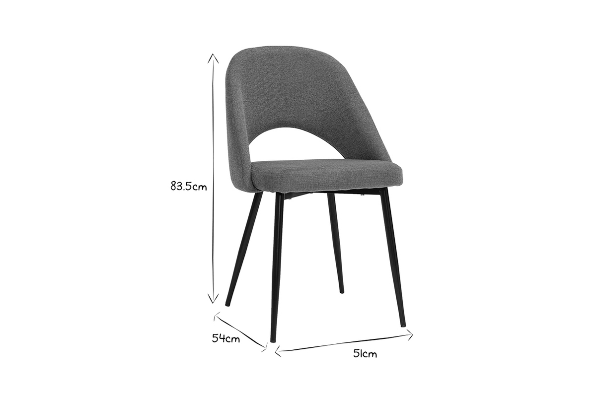 Design-Sthle aus Stoff mit Boucl-Wolleffekt in Wei und schwarzem Metall (2er-Set) COSETTE
