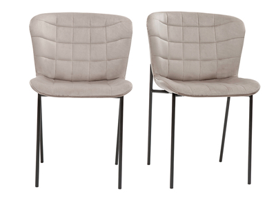 Design-Stühle aus taupefarbenem Samt und schwarzem Metall (2er-Set) SAIGA