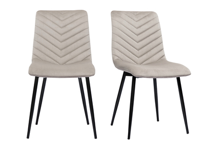 Design-Stühle aus taupefarbenem Samtstoff und schwarzem Metall (2er-Set) PUMPKIN