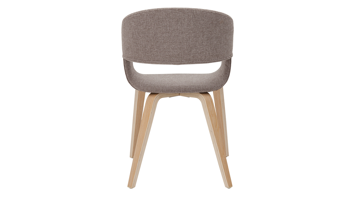 Design-Stühle aus taupefarbenem Stoff mit hellen Holzbeinen (2er-Set) SLAM