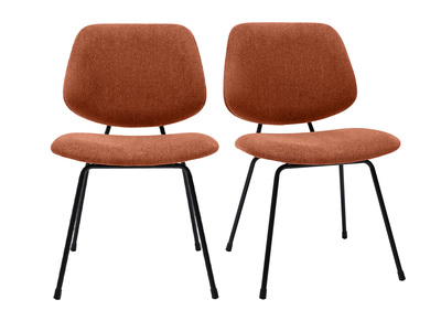 Design-Stühle aus terracottafarbenem Stoff mit Samteffekt und schwarzem Metallfuß (2er-Set) BARNET
