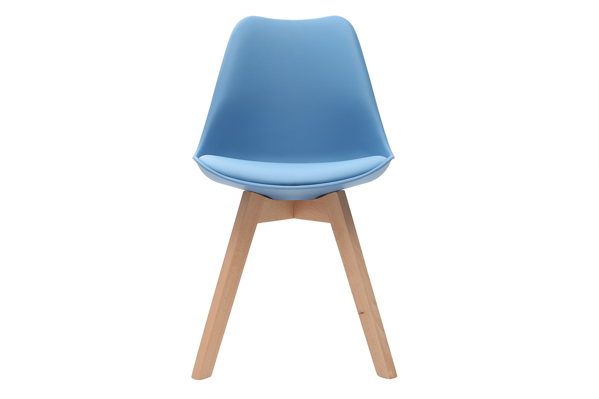 Design-Sthle Blaugrn mit hellen Holzbeinen (2er-Satz) PAULINE