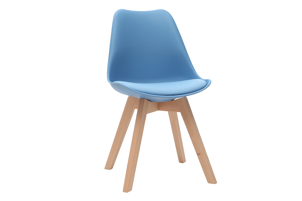 Design-Sthle Blaugrn mit hellen Holzbeinen (2er-Satz) PAULINE