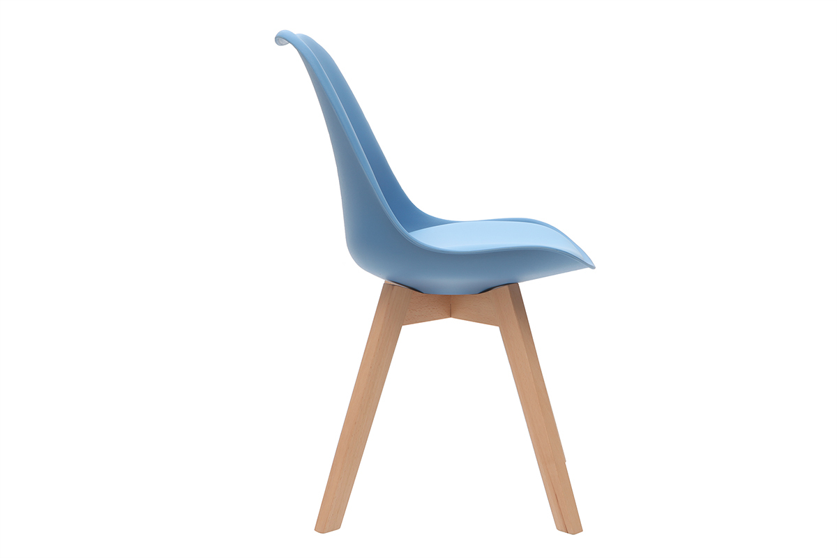 Design-Sthle Blaugrn mit hellen Holzbeinen (2er-Satz) PAULINE