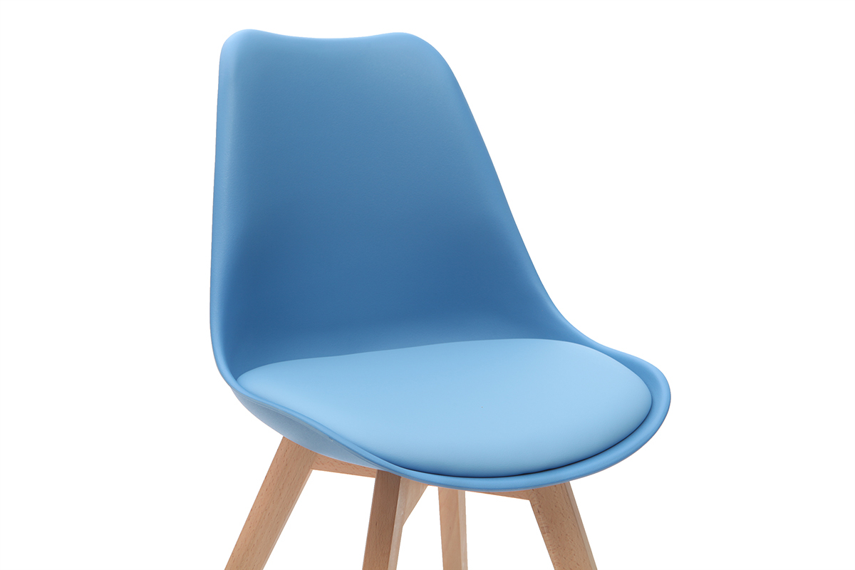 Design-Sthle Blaugrn mit hellen Holzbeinen (2er-Satz) PAULINE
