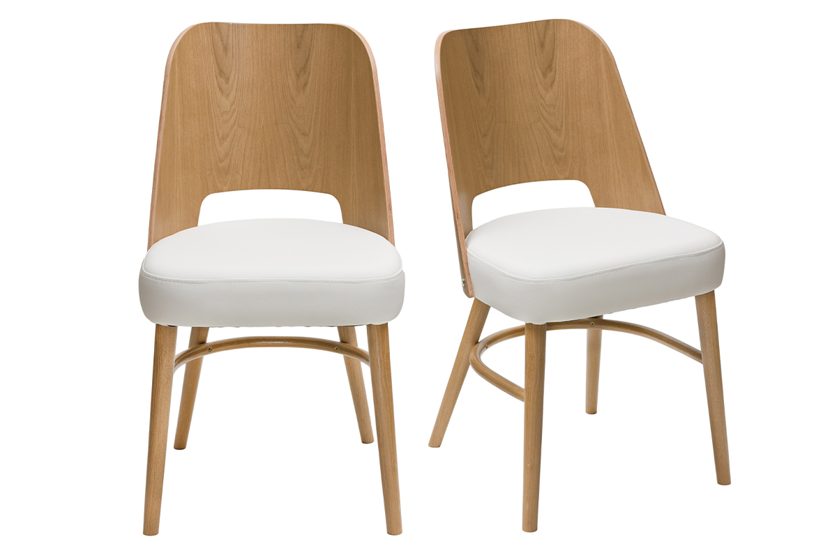 Design-Sthle Eichenholz und weie Sitzflche (2er-Set) EDITO