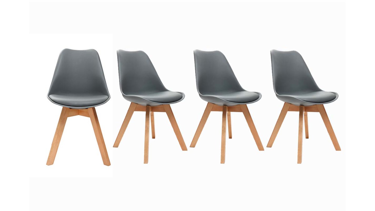 Design-Stühle Grau 4er-Set PAULINE