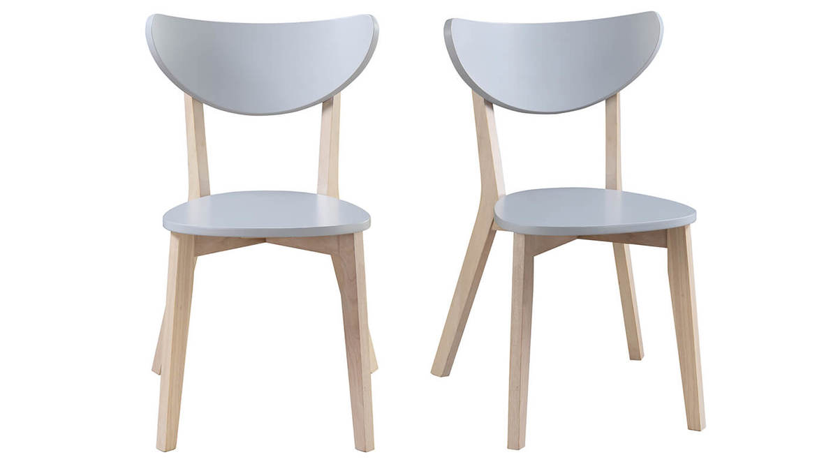 Design-Stühle Grau Beine aus Holz LEENA (2er-Set)
