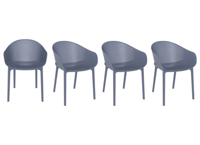 Design-St&uuml;hle Grau stapelbar Indoor/Outdoor (4-er Satz) OSKOL