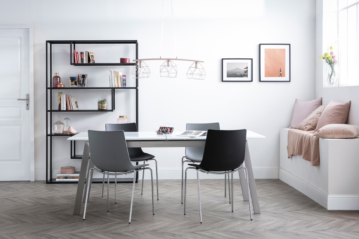 Design-St�hle Grau stapelbar Metall-Beine ? 2er-Set CELEBRATION