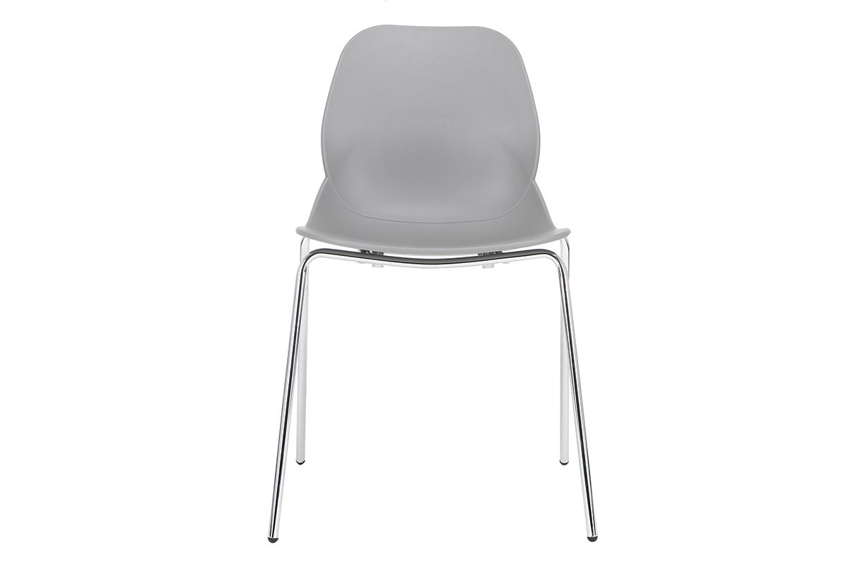 Design-St�hle grau stapelbar mit Stuhlbeinen aus Metall - 2er-Satz TROCADERO