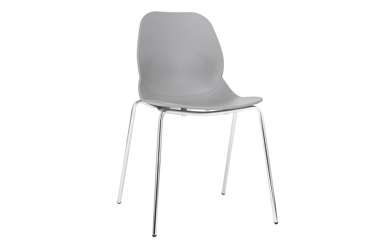 Design-St�hle grau stapelbar mit Stuhlbeinen aus Metall - 2er-Satz TROCADERO