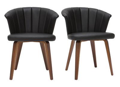 Design-Stühle in Schwarz und dunklem Walnussfurnier (2er-Set) ALBIN