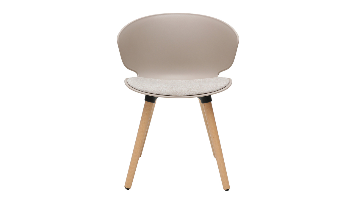 Design-Stühle in Taupe und helles Holz (2er-Set) WING