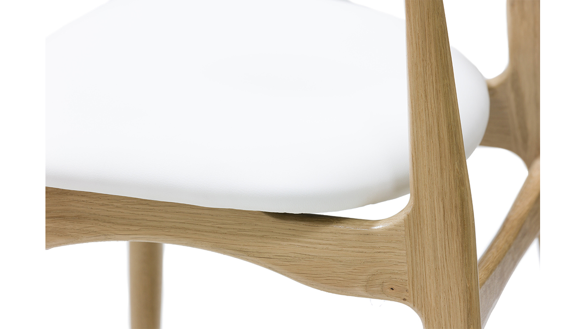 Design-Sthle in Wei und hellem Holz aus massiver Eiche (2er-Set) VICKY