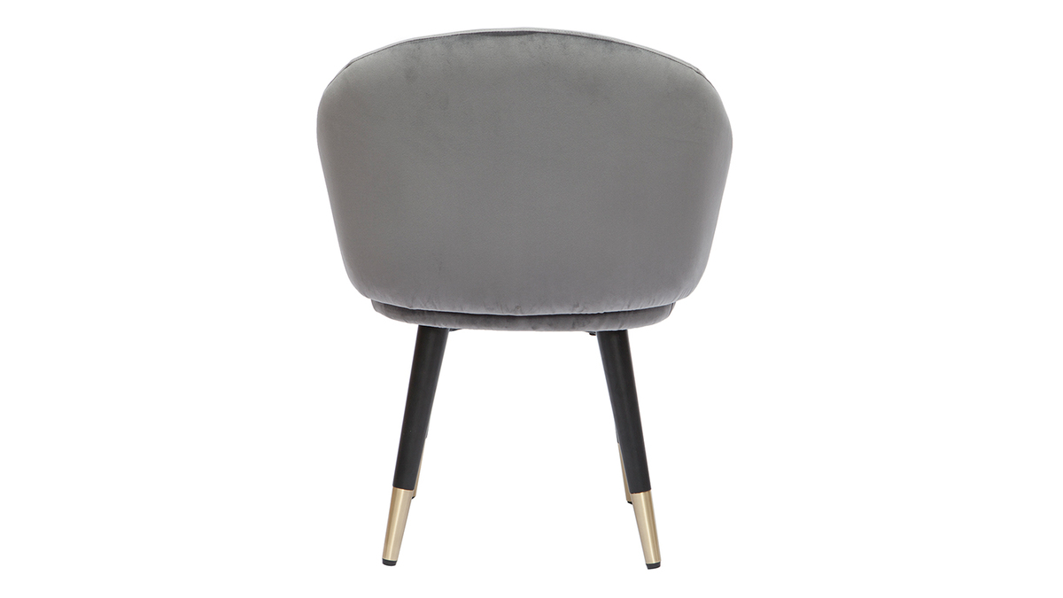 Design-Sthle mit grauem Samt und schwarz-vergoldeten Metallbeinen (2er-Set) BRIZO