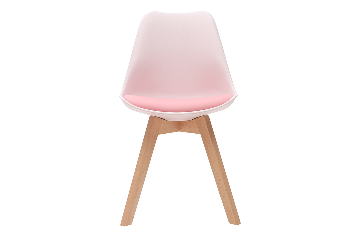 Design-Sthle Rosa mit Holzbeinen (2er-Satz) PAULINE