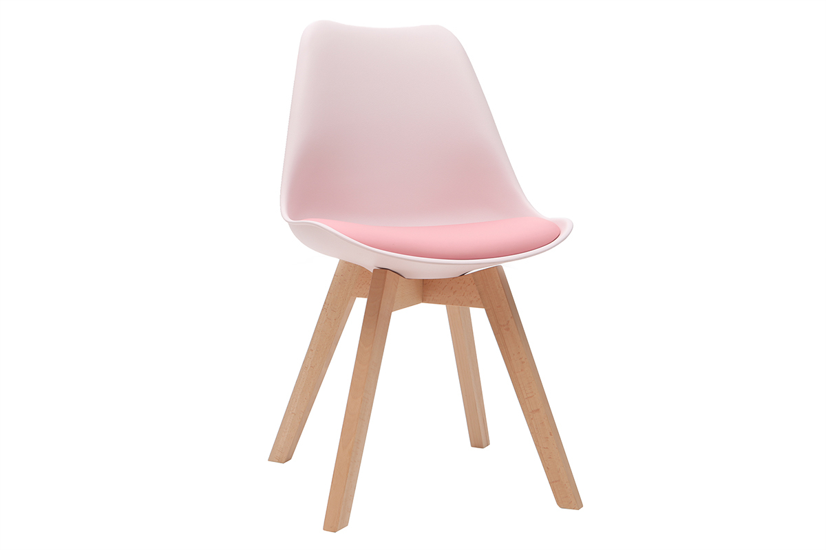 Design-Sthle Rosa mit Holzbeinen (2er-Satz) PAULINE