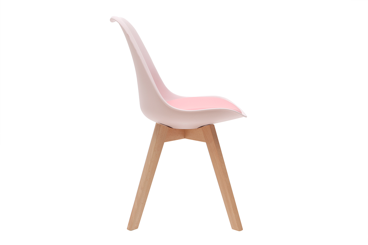 Design-Sthle Rosa mit Holzbeinen (2er-Satz) PAULINE