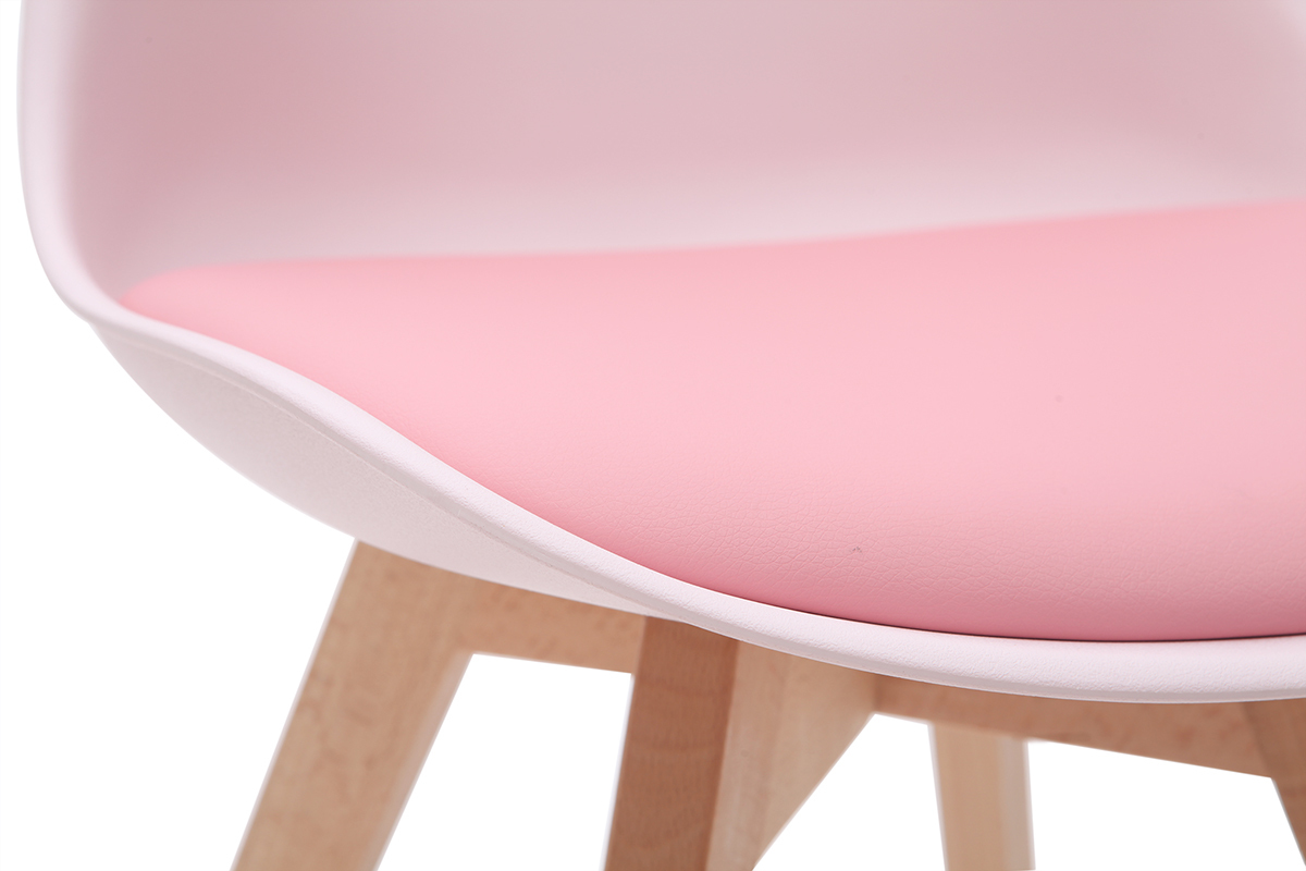 Design-Sthle Rosa mit Holzbeinen (2er-Satz) PAULINE