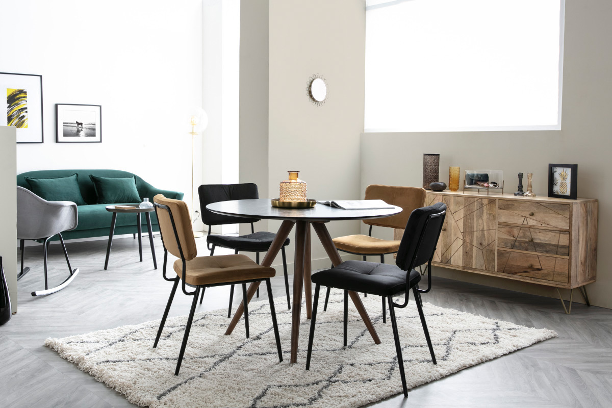 Design-Sthle Samt Schwarz (2er-Set) GAB