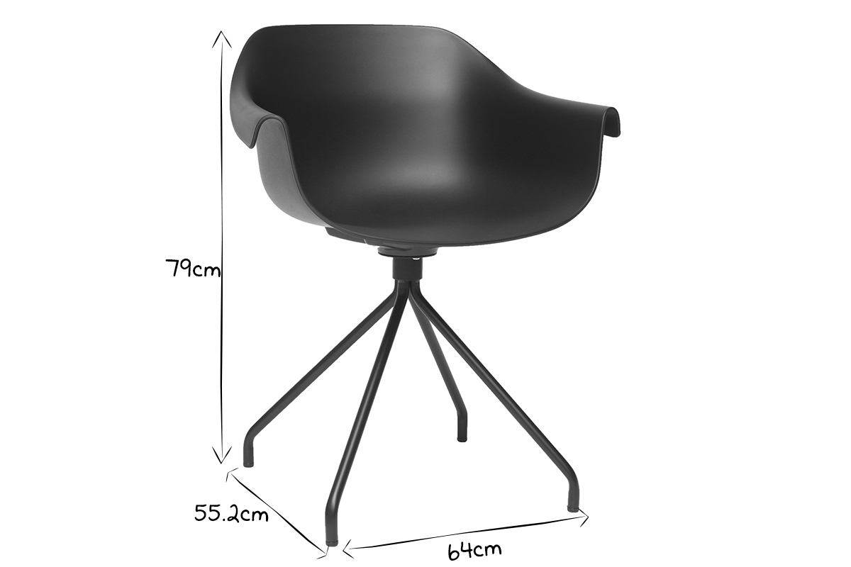 Design-Sthle Schwarz mit Metallbeinen (2er-Satz) COUTURE