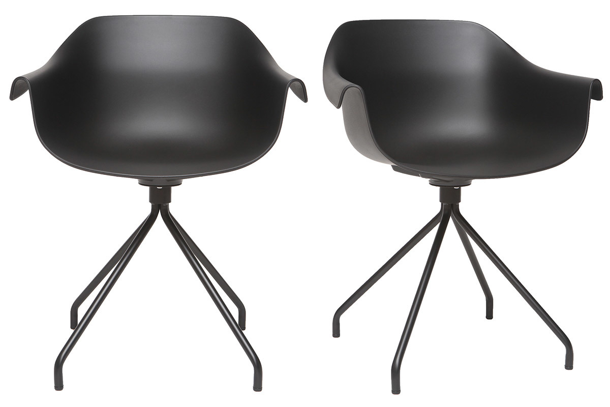 Design-Sthle Schwarz mit Metallbeinen (2er-Satz) COUTURE