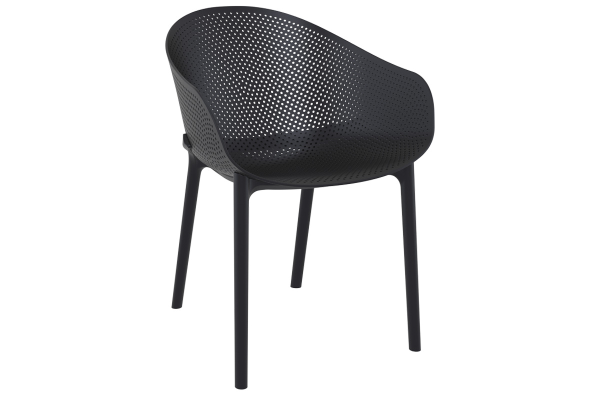 Design-Sthle Schwarz stapelbar Indoor/Outdoor (4-er Satz) OSKOL