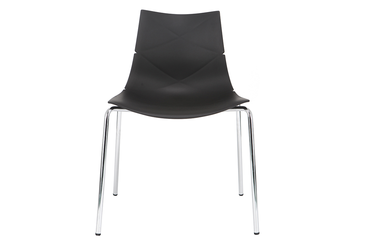 Design-Sthle Schwarz stapelbar mit grafischem Motiv und Metallbeinen ? 2er-Set GUSTO