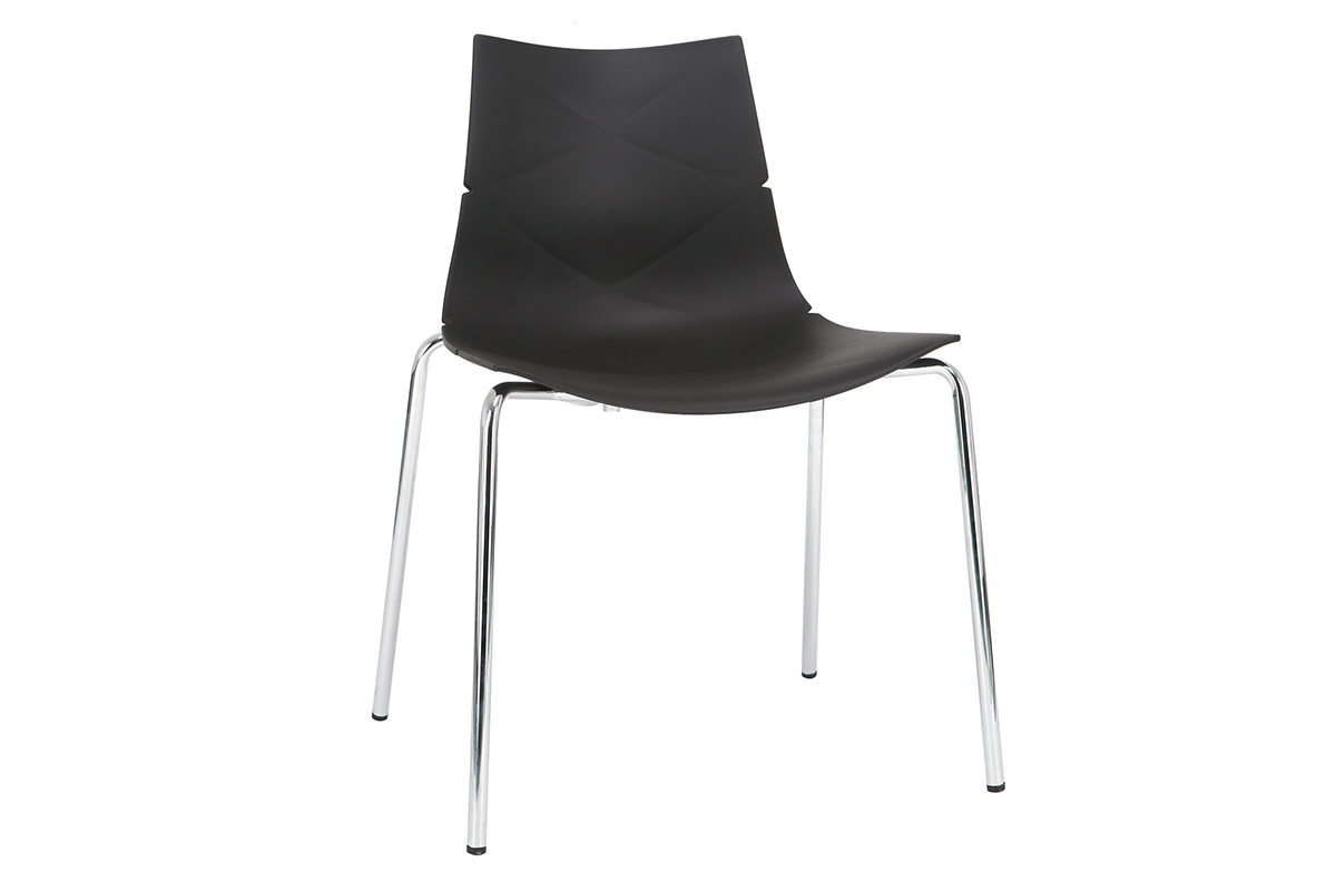 Design-Sthle Schwarz stapelbar mit grafischem Motiv und Metallbeinen ? 2er-Set GUSTO