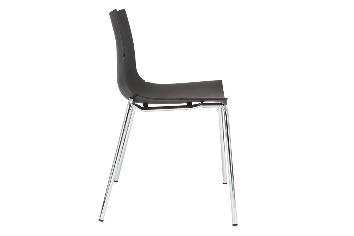 Design-Sthle Schwarz stapelbar mit grafischem Motiv und Metallbeinen ? 2er-Set GUSTO