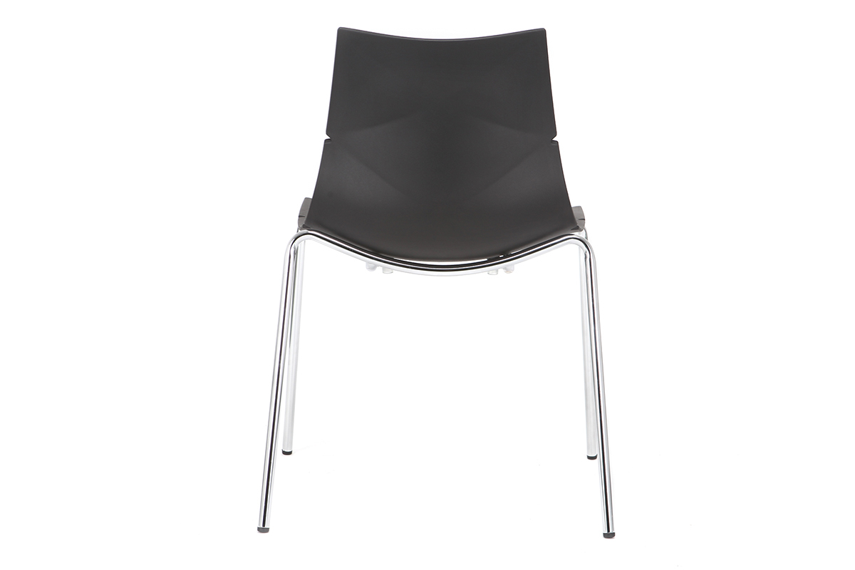 Design-Sthle Schwarz stapelbar mit grafischem Motiv und Metallbeinen ? 2er-Set GUSTO